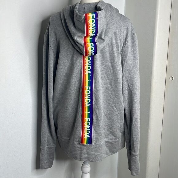 Jane Fonda live intentionally hooded sweatshirt.  Size 1X. Rainbow. Full Zip. - Picture 1 of 5
